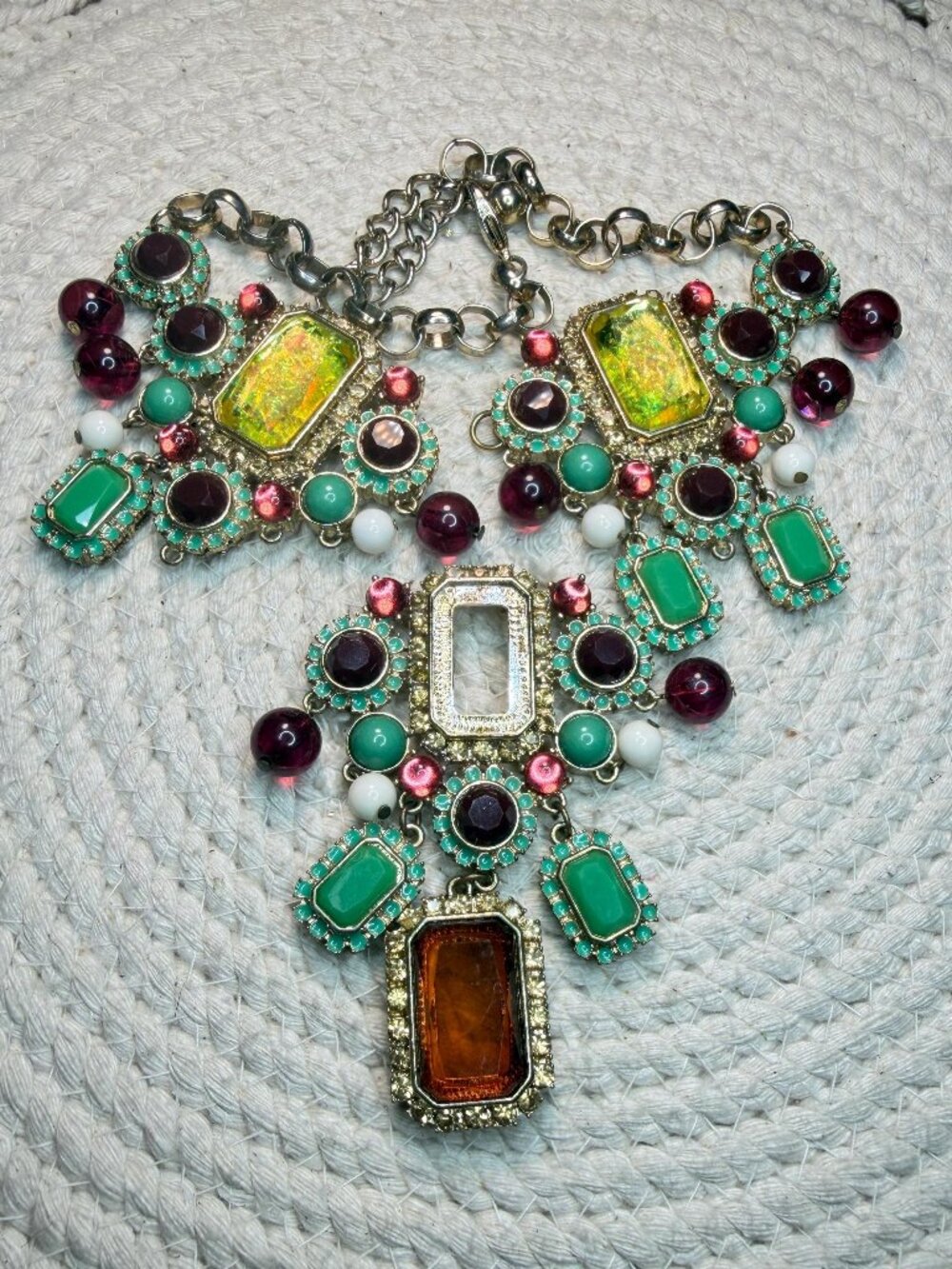 Vintage Jeweled Necklace Parts | Repair Harvest Upcycle | Brooch Making Cluster